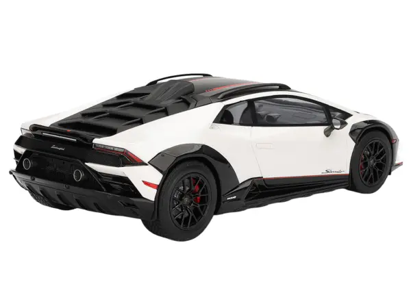Lamborghini Huracan Sterrato Bianco Asopo White with Matt Black Top and Red Stripes 1/18 Model Car by Top Speed #5