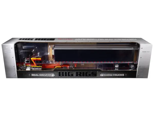 Peterbilt 389 Pride-N-Class with 70" Mid-Roof Sleeper and 53' Utility Trailer with Reefer "Hurricane Express" Brown with Stripes "Big Rigs" Series II #4 1/64 Diecast Model by DCP/First Gear #3