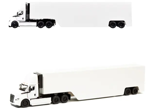 Freightliner eCascadia Truck with Container Trailer White 1/62 Diecast Model Car by Kinsmart #1