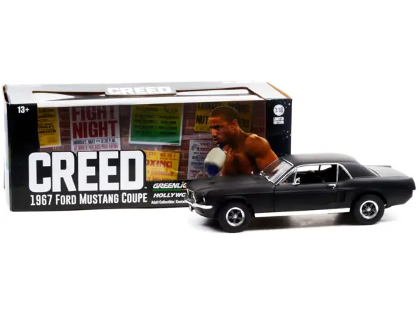 1967 Ford Mustang Coupe Matt Black (Adonis Creed's) "Creed" (2015) Movie 1/18 Diecast Model Car by Greenlight #3