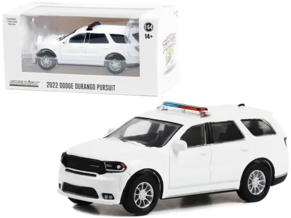 2022 Dodge Durango Pursuit Police Car with Lights White "Hot Pursuit" "Hobby Exclusive" Series 1/64 Diecast Model Car by Greenlight #1