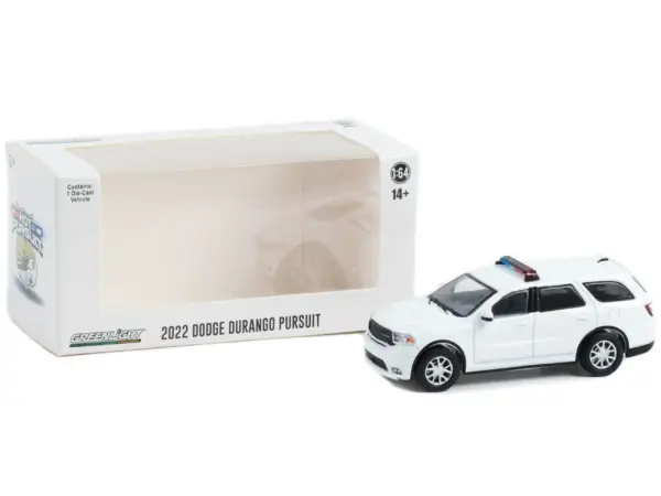 2022 Dodge Durango Pursuit Police Car with Lights White "Hot Pursuit" "Hobby Exclusive" Series 1/64 Diecast Model Car by Greenlight #3