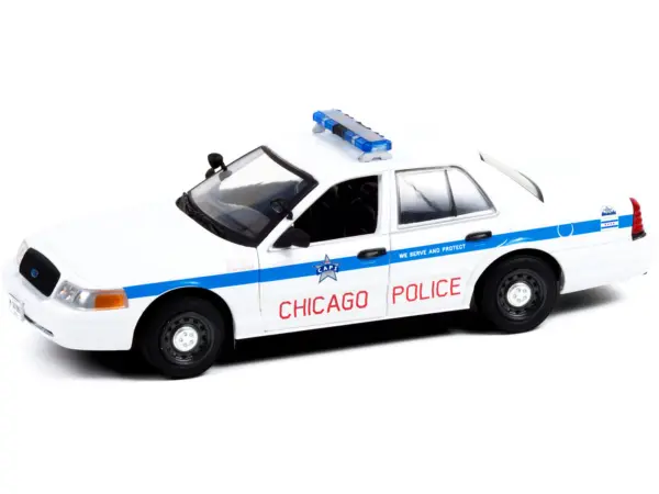 2008 Ford Crown Victoria Police Interceptor "CAPS" White with Blue Stripes "Chicago Police Department" "Hot Pursuit" Series 1/24 Diecast Model Car by Greenlight #2