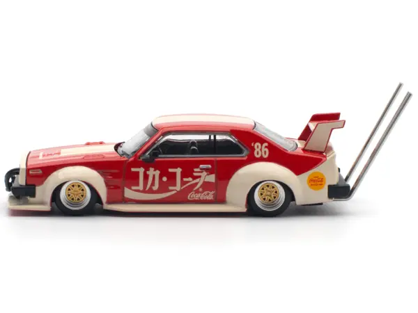 Skyline GT-R V8 Drift "Hakosuka" RHD (Right Hand Drive) "Coca-Cola (Japan)" Red and Cream 1/64 Diecast Model Car by Pop Race #3