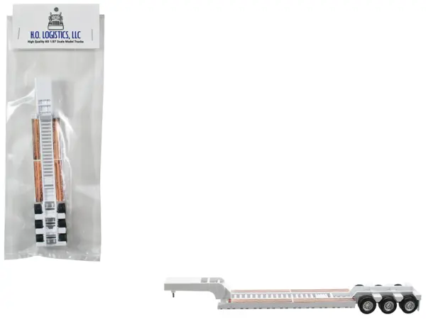 Low Boy Flatbed Trailer White 1/87 (HO) Plastic Model Car by HO Logistics #1