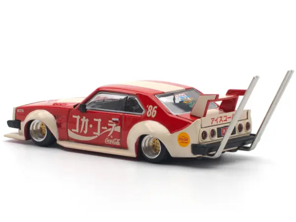 Skyline GT-R V8 Drift "Hakosuka" RHD (Right Hand Drive) "Coca-Cola (Japan)" Red and Cream 1/64 Diecast Model Car by Pop Race #4