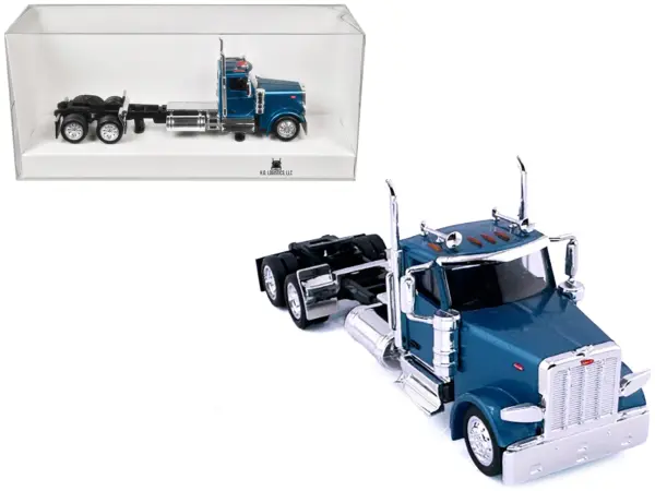 Peterbilt 589 2-Axel Day Cab Blue Metallic 1/87 (HO) Plastic Model Car by HO Logistics #1
