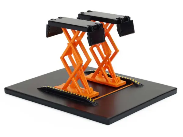 Automotive Double Scissor Lift Black and Orange "Double Scissor Lifts" Series 2 1/64 Diecast Model by Greenlight #3