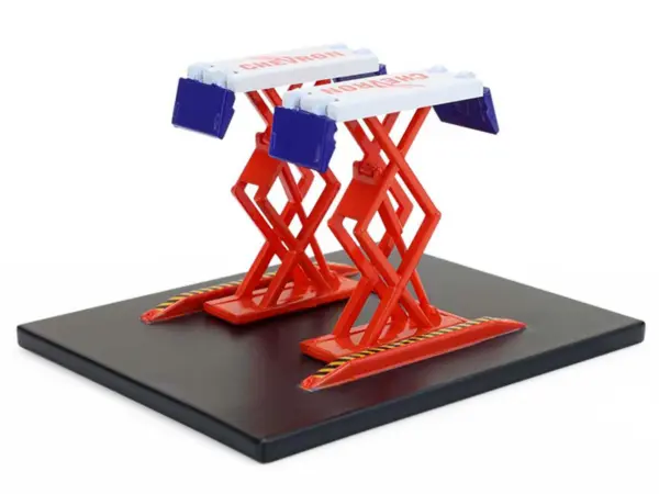 Automotive Double Scissor Lift "Chevron" White and Red "Double Scissor Lifts" Series 2 1/64 Diecast Model by Greenlight #2