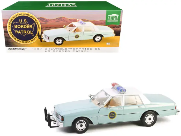1987 Chevrolet Caprice 9C1 "US Border Patrol" Light Green with White Top "Artisan Collection" 1/18 Diecast Model Car by Greenlight #1