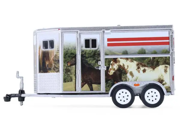 Horse Trailer Silver with Custom Horse Wrap "Down on the Farm" Series 11 1/64 Diecast Model by Greenlight #2