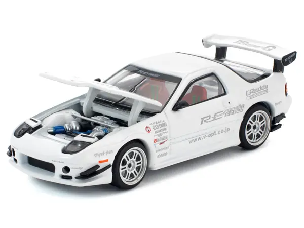 Mazda RX7 (FC3S) RE Amemiya RHD (Right Hand Drive) White 1/64 Diecast Model Car by Pop Race #2