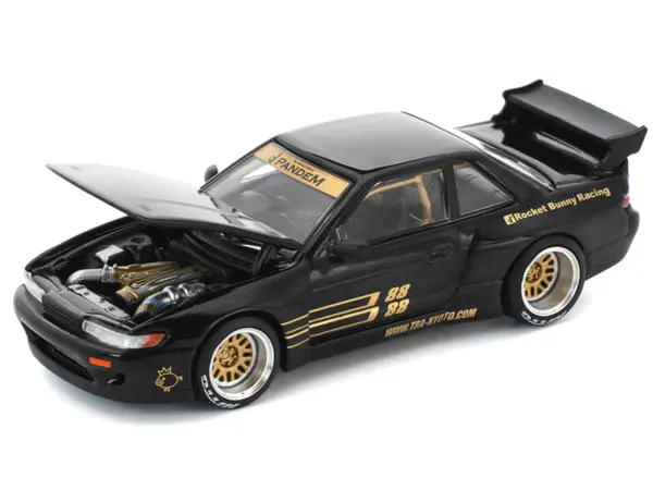 Pandem S13 RHD (Right Hand Drive) Black with Gold Accents 1/64 Diecast Model Car by Pop Race #2