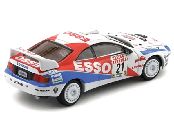 Toyota Celica GT-Four #21 Gilberto Pianezzola - Loris Roggia "Rallye Sanremo - Rallye d'Italia" (1996) with Extra Wheels 1/64 Diecast Model Car by BM Creations #3