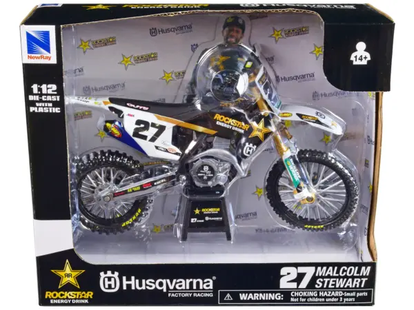 Husqvarna FC450 Motorcycle #27 Malcolm Stewart "Rockstar Energy Drink" 1/12 Diecast Model by New Ray #3
