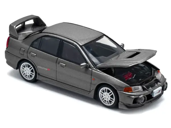 Mitsubishi Lancer Evolution IV RHD (Right Hand Drive) Dark Gray Metallic 1/64 Diecast Model Car by Pop Race #2