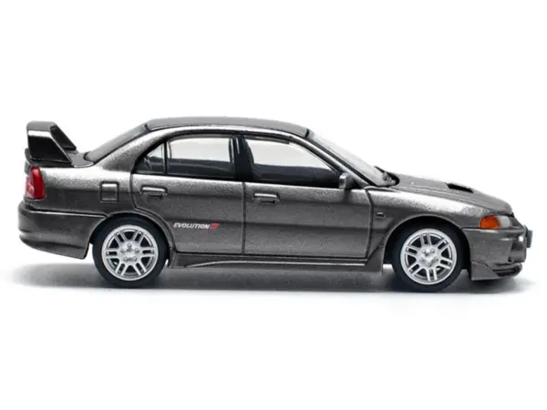 Mitsubishi Lancer Evolution IV RHD (Right Hand Drive) Dark Gray Metallic 1/64 Diecast Model Car by Pop Race #3