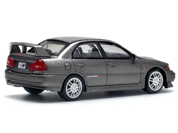 Mitsubishi Lancer Evolution IV RHD (Right Hand Drive) Dark Gray Metallic 1/64 Diecast Model Car by Pop Race #4