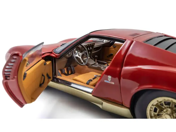 Lamborghini Miura P 400 Red with Gold Accents 1/18 Diecast Model Car by Kyosho #3