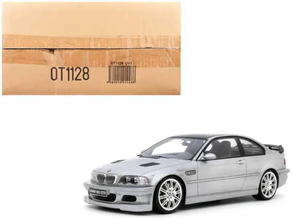 2001 BMW E46 M3 GTR Street Titan Silver Metallic 1/18 Model Car by Otto Mobile #1