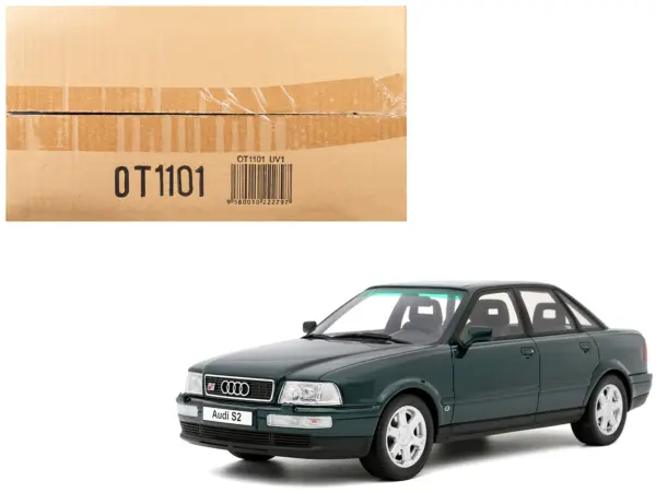 1993 Audi S2 Sedan Emerald Green Metallic Limited Edition to 2000 pieces Worldwide 1/18 Model Car by Otto Mobile #1