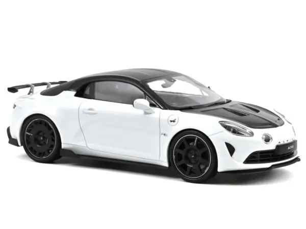 2024 Alpine A110 R Pearl White Metallic with Carbon Hood and Top 1/18 Diecast Model Car by Norev #2