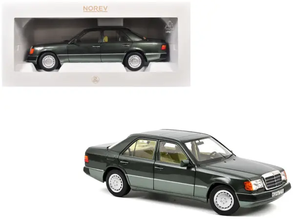 1990 Mercedes-Benz 230 E Night Green Metallic with Green Interior 1/18 Diecast Model Car by Norev #1