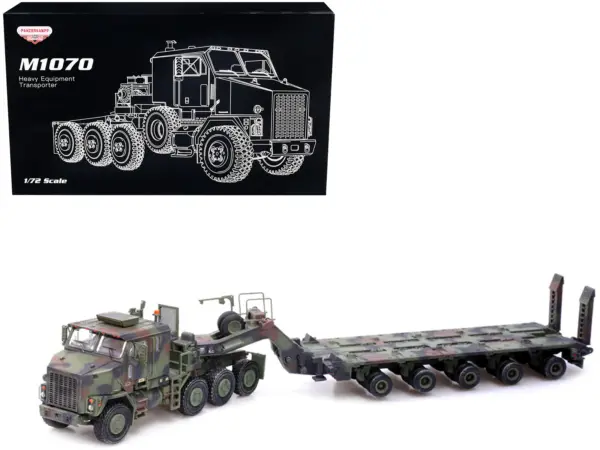 M1070 Heavy Equipment Transporter Army Camouflage "Armor Premium" Series 1/72 Diecast Model by Panzerkampf #1