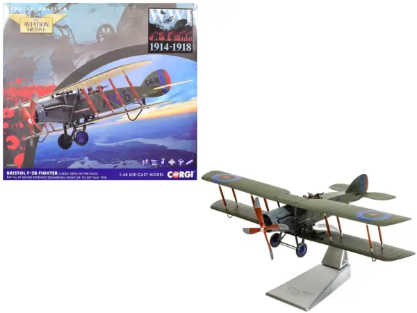 Bristol F-2B Fighter Aircraft "C4636 Devil-in-the-Dusk No. 39 Squadron" (1918) Royal Flying Corps "The Aviation Archive" Series 1/48 Diecast Model by Corgi #1