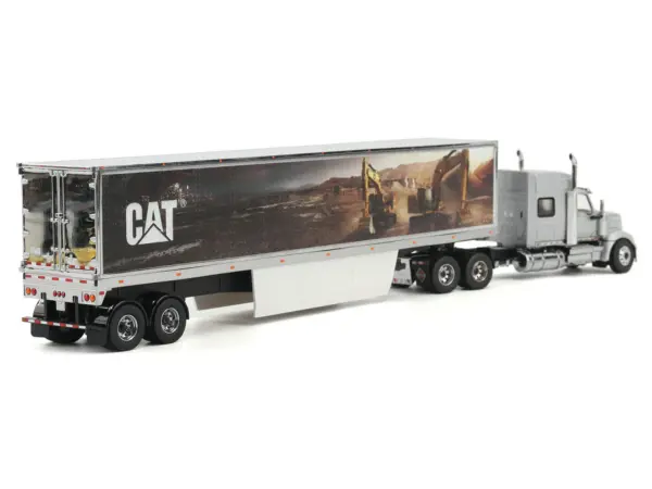 International Lonestar Truck with Sleeper Silver Metallic with "CAT Caterpillar" Mural Trailer "Transport Series" 1/50 Diecast Model by Diecast Masters #3