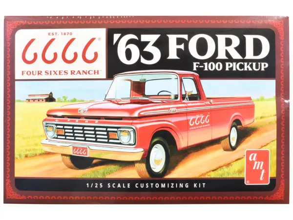 Skill 2 Model Kit 1963 Ford F-100 Pickup Truck "Four Sixes Ranch" 3-in-1 Kit 1/25 Scale Model by AMT #1