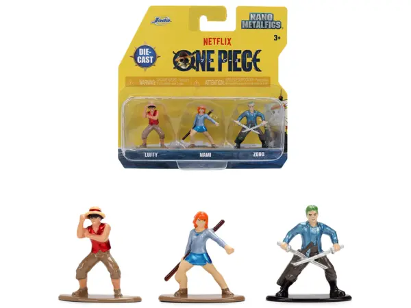Set of 3 Diecast Figures "One Piece" (2023-Current) TV Series "Nano Metalfigs" Series Diecast Models by Jada #1