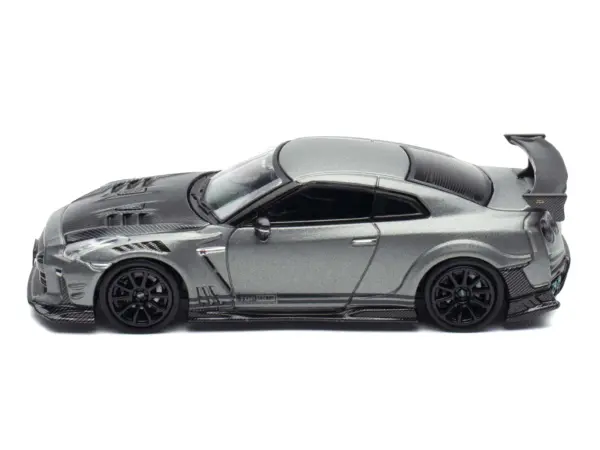 Nissan GT-R (R35) "Top Secret" RHD (Right Hand Drive) Gray Metallic with Carbon Hood "IAM Bangkok 2025 Event Edition" 1/64 Diecast Model Car by Inno Models #3