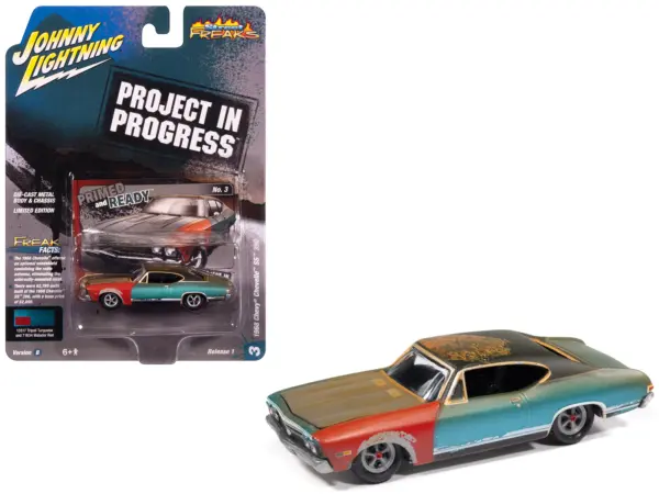1968 Chevrolet Chevelle SS 396 Tripoli Turquoise (Weathered) "Project in Progress" Series 1/64 Diecast Model Car by Johnny Lightning #1