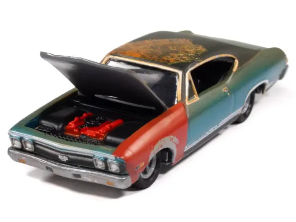 1968 Chevrolet Chevelle SS 396 Tripoli Turquoise (Weathered) "Project in Progress" Series 1/64 Diecast Model Car by Johnny Lightning #3