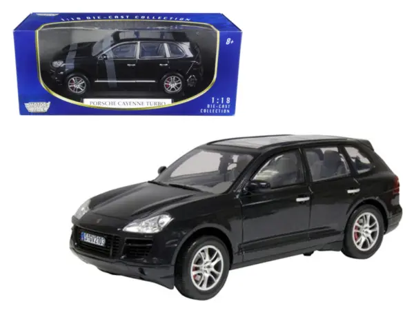 2008 Porsche Cayenne Turbo Metallic Black 1/18 Diecast Model Car by Motormax #1