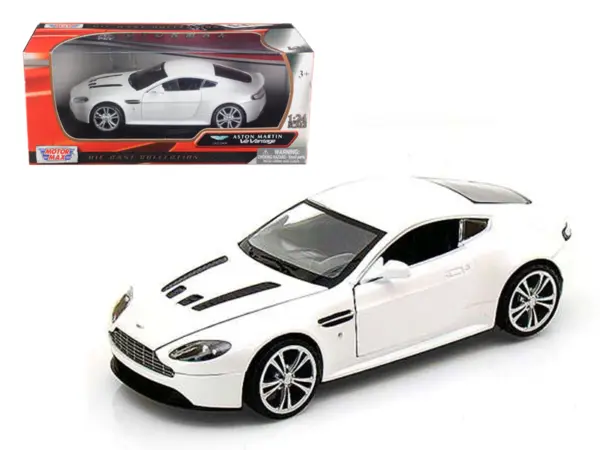 Aston Martin V12 Vantage Pearl White 1/24 Diecast Car Model by Motormax #1