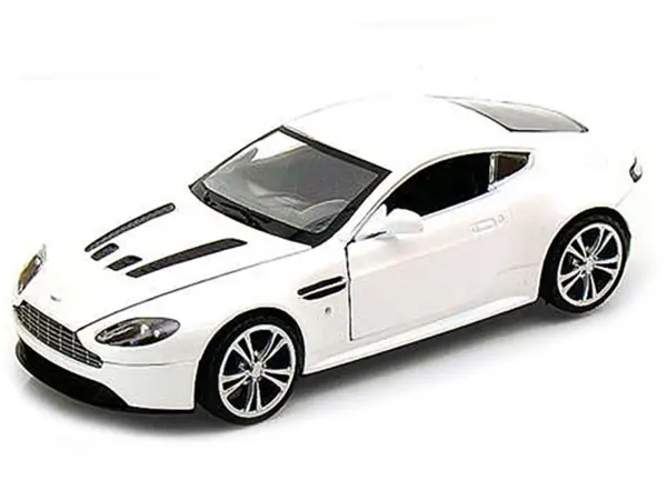 Aston Martin V12 Vantage Pearl White 1/24 Diecast Car Model by Motormax #2
