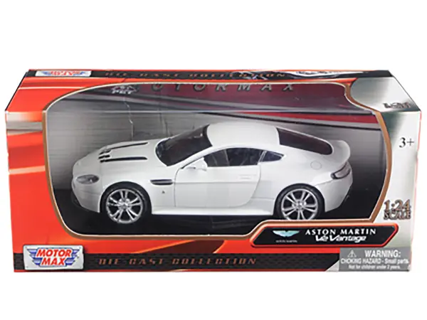 Aston Martin V12 Vantage Pearl White 1/24 Diecast Car Model by Motormax #3