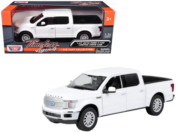 2019 Ford F-150 Limited Crew Cab Pickup Truck White 1/27 Diecast Model Car by Motormax #1
