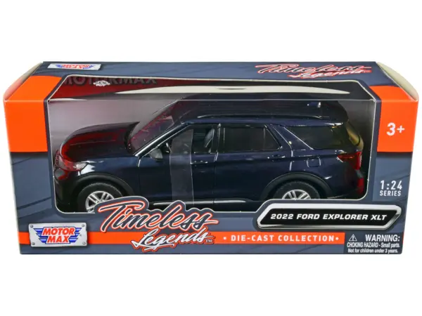 2022 Ford Explorer XLT Dark Blue Metallic "Timeless Legends" Series 1/24 Diecast Model Car by Motormax #1