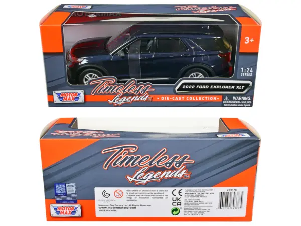 2022 Ford Explorer XLT Dark Blue Metallic "Timeless Legends" Series 1/24 Diecast Model Car by Motormax #3