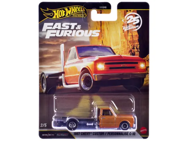 1967 Chevrolet C-10 Custom Bedless Truck Orange Metallic "Furious 7" (2015) Movie "Fast & Furious" Series Diecast Model Car by Hot Wheels #3