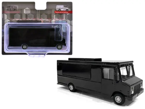Food Truck Plain Black 1/64 Diecast Model by American Diorama #1