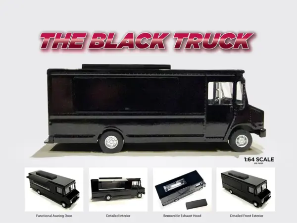 Food Truck Plain Black 1/64 Diecast Model by American Diorama #3