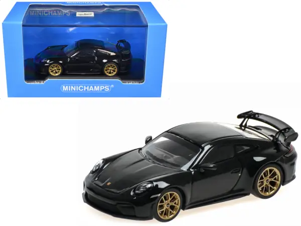 2025 Porsche 911 (992.2) GT3 Weissach Package Black with Carbon Stripe Limited Edition to 240 pieces Worldwide 1/64 Diecast Model Car by Minichamps #1