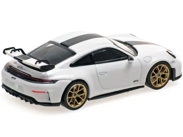 2025 Porsche 911 (992.2) GT3 Weissach Package White with Carbon Stripe Limited Edition to 240 pieces Worldwide 1/64 Diecast Model Car by Minichamps #3