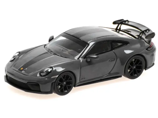 2025 Porsche 911 (992.2) GT3 Weissach Package Gray with Carbon Stripe Limited Edition to 240 pieces Worldwide 1/64 Diecast Model Car by Minichamps #2
