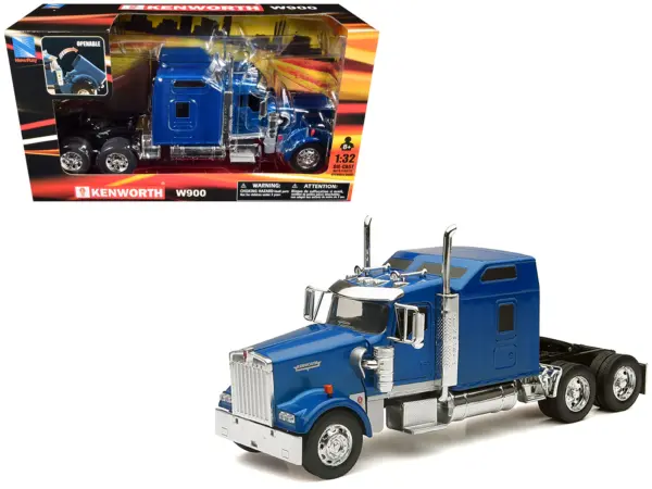Kenworth W900 Truck Tractor Blue Metallic 1/32 Diecast Model by New Ray #1