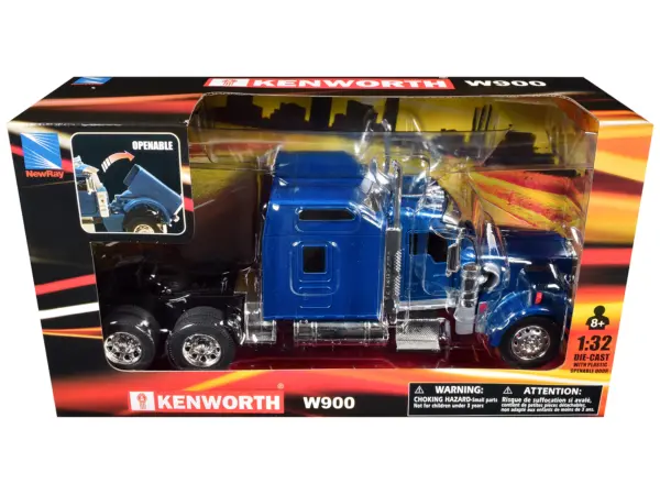 Kenworth W900 Truck Tractor Blue Metallic 1/32 Diecast Model by New Ray #3